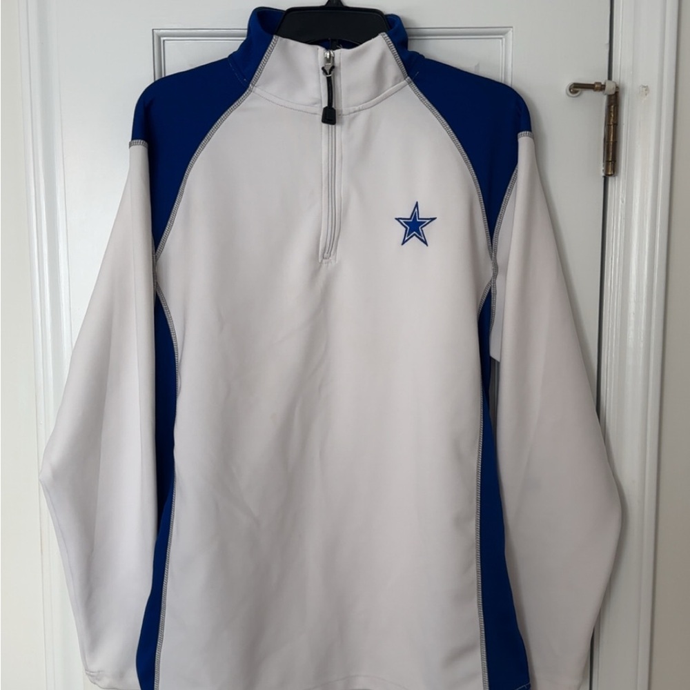 NFL Dallas Cowboys White and Blue Quarter-Zip Top